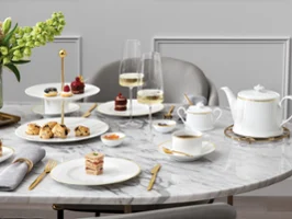 A sophisticated combination of the Chateau Septfontaines collection and Metrochic cutlery, perfect for a refined table setting