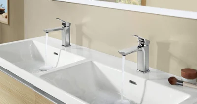 Subway 3.0 tap on a double washbasin A Subway 3.0 tap on a double washbasin and vanity unit.
