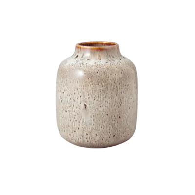 Product image of the Lave vase – a ceramic vase with a speckled beige glaze and a wide opening.