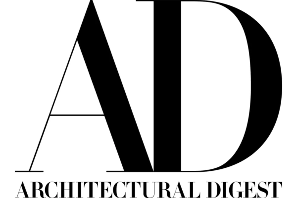 architectural digest logo architectural digest logo in black and white with AD on top of the words Architectural Digest