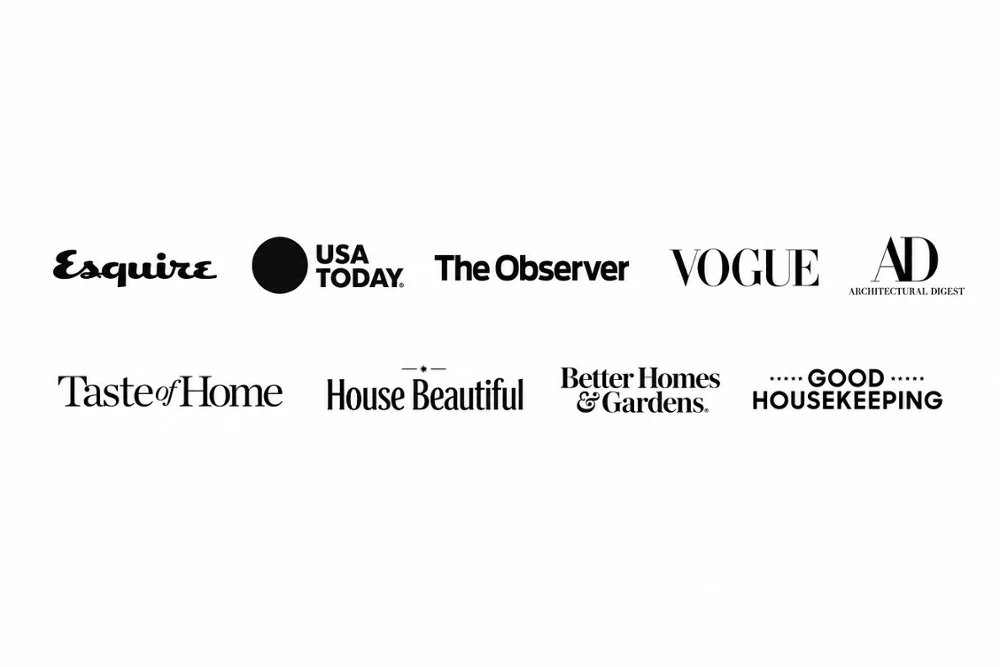 publication-logos-as-seen-in Logos of various well-known magazines and newspapers, including Esquire, USA Today, Vogue, and Good Housekeeping, are arranged in two rows.