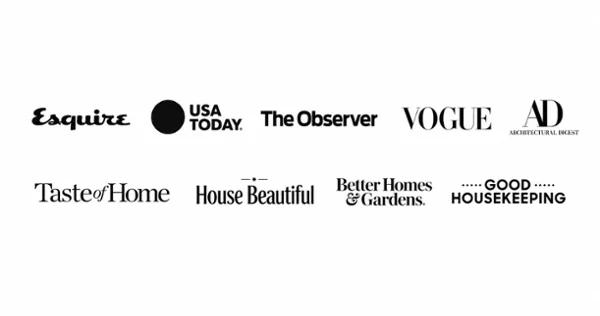 publication-logos-as-seen-in Logos of various well-known magazines and newspapers, including Esquire, USA Today, Vogue, and Good Housekeeping, are arranged in two rows.