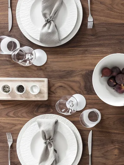 Manufacture Rock Blanc tablesetting aerial view Aerial view of full Manufacture Rock Blanc tablesetting.
