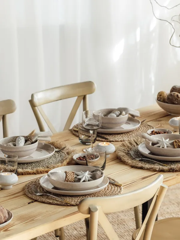 Boho-style tablesettings for christmas