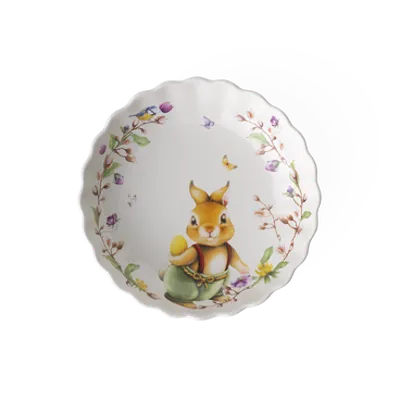 round plate with bunny and flowers 