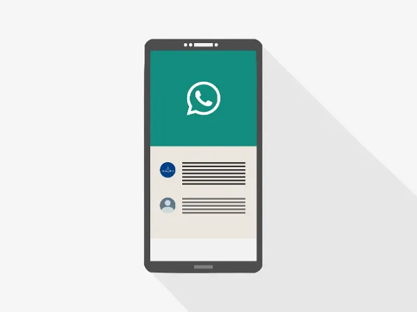 Abbildung eines Smartphones mit Chatsymbolen und Nachrichten Abbildung eines Smartphones mit der Benutzeroberfläche einer Messaging-App mit Chatsymbolen und Nachrichten auf dem Bildschirm.