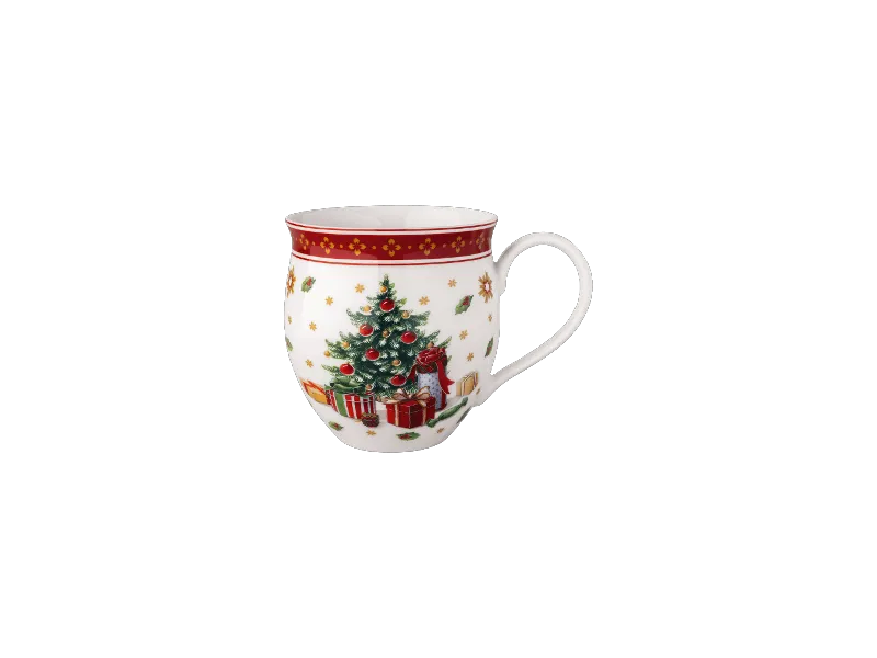 Advent Calendar sneak peak - 24 Mug Villeroy & Boch ceramic mug with a Christmas tree and gifts design, featuring a red rim and decorative accents.