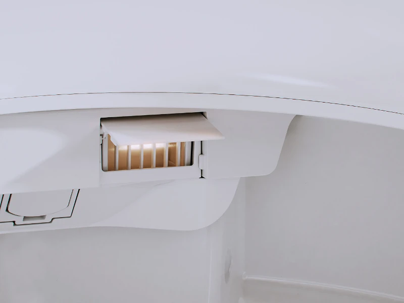 Nærbilde av tørkefunksjonen på Tivo dusjtoalett Tivo dusjtoalett med tørkefunksjon gir myk komfort og forbedret hygiene etter hver bruk.