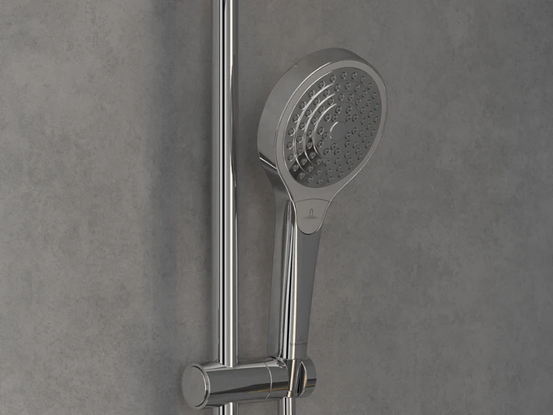 Glass on a washbasin A nail varnish jar falling onto a white Memento 2.0 washbasin.