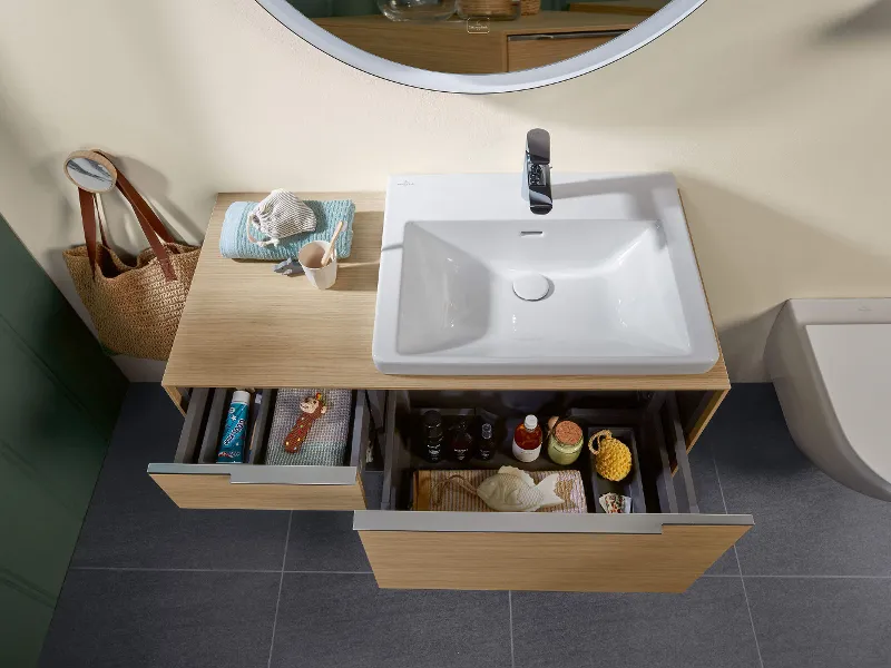 A Subway 3.0 washstand with open drawers and Liberty tap.