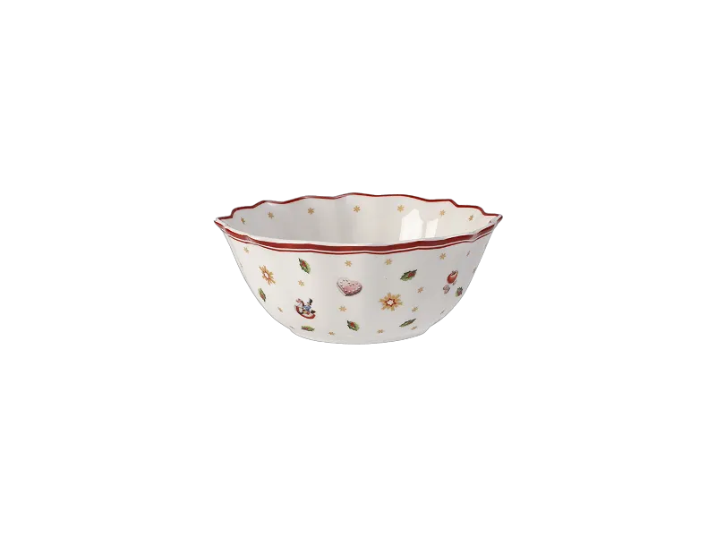 Advent Calendar sneak peak - 03 Bowl Decorative ceramic bowl from Villeroy & Boch features a wavy rim and small festive symbols like stars, snowflakes and ornaments.